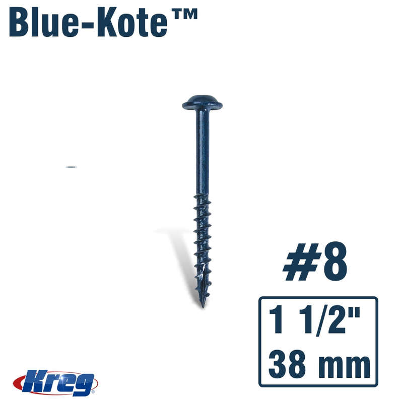 Kreg Blue-Kote Wr Pocket Screws 1 1/2'#8 Coarse Washer Head 100Ct - DEFAULT TITLE