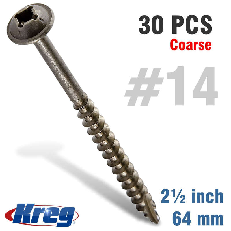 Kreg Pocket Hole Screws 2-1/2' #8 Coarse Washer Head 30Ct Hd -