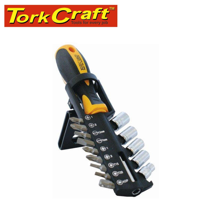 Tork Craft Screwdriver Set 15Pc With Bits Sockets And Belt Clip - DEFAULT TITLE