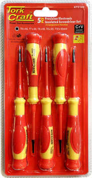 Tork Craft Insulated Screwdriver Set 5Pcs Precision Electronic Equipment - DEFAULT TITLE