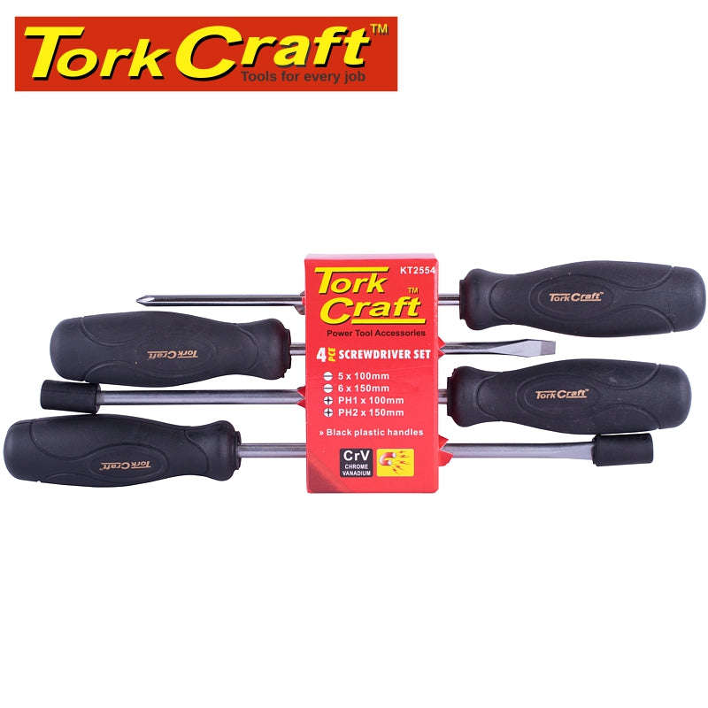 Tork Craft Screwdriver Set 4 Piece Black Handle - DEFAULT TITLE