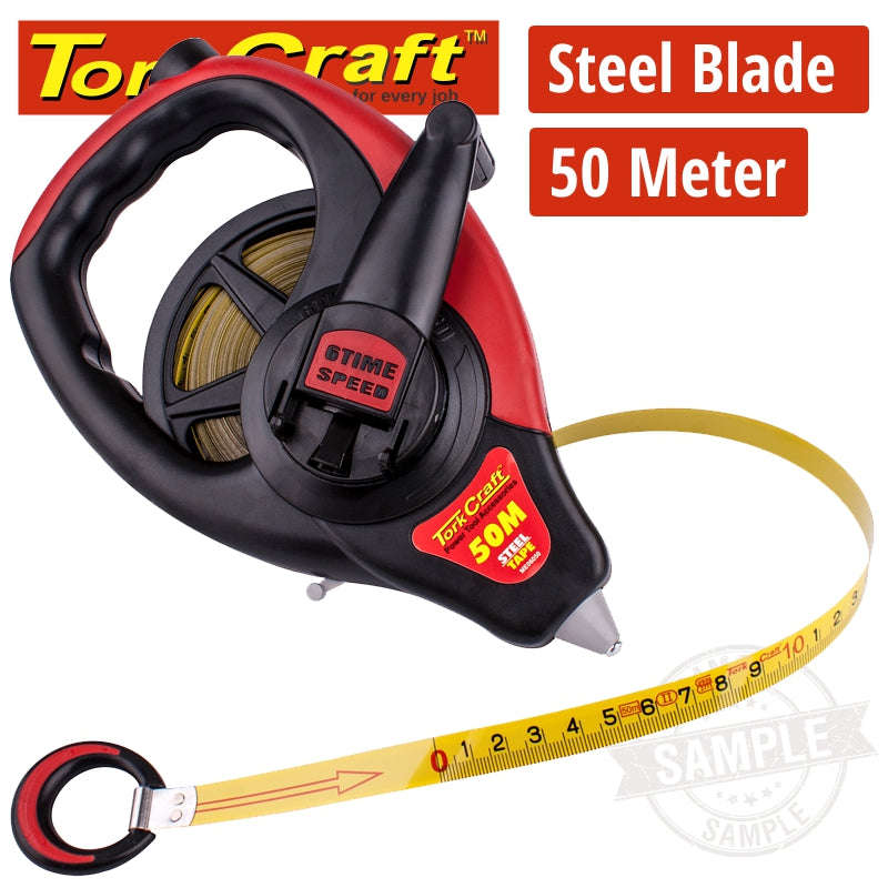 Tork Craft Measuring Tape Steel Blade 50M X 13Mm Co-Molded Rubber Casing - DEFAULT TITLE