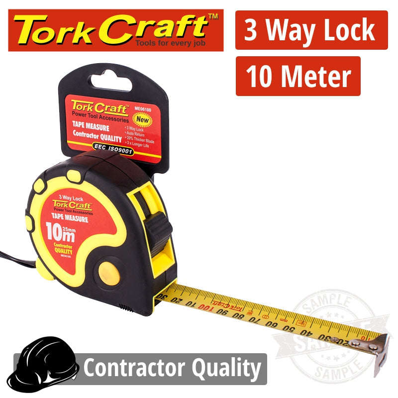 Tork Craft Measuring Tape  Multi Lock 10M X 25Mm Rubber Casing Matt Finish - DEFAULT TITLE