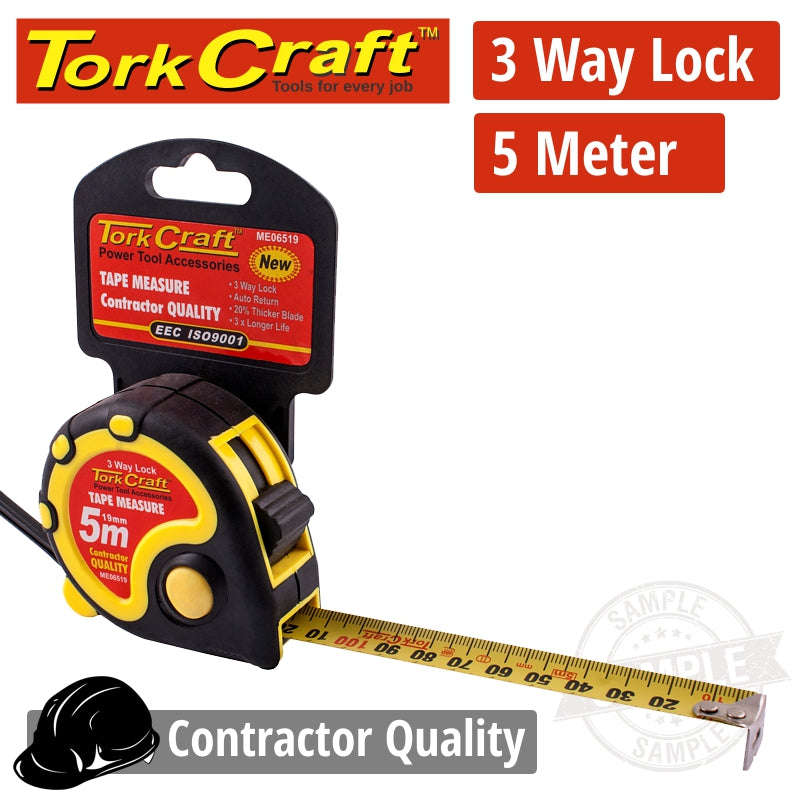 Tork Craft Measuring Tape  Multi Lock 5M X 19Mm Rubber Casing Matt Finish - DEFAULT TITLE