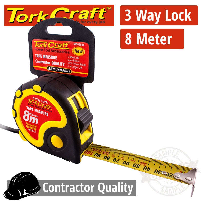 Tork Craft Measuring Tape  Multi Lock 8M X 25Mm Rubber Casing Matt Finish - DEFAULT TITLE