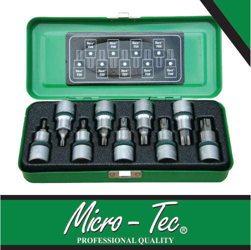Micro-Tec Sockets 1/2" Torx  T20-T60 9Pc