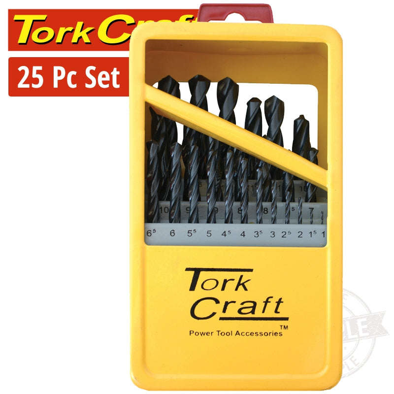 Tork Craft Drill Bit Set 25Pce Roll Forged Metal Case - DEFAULT TITLE