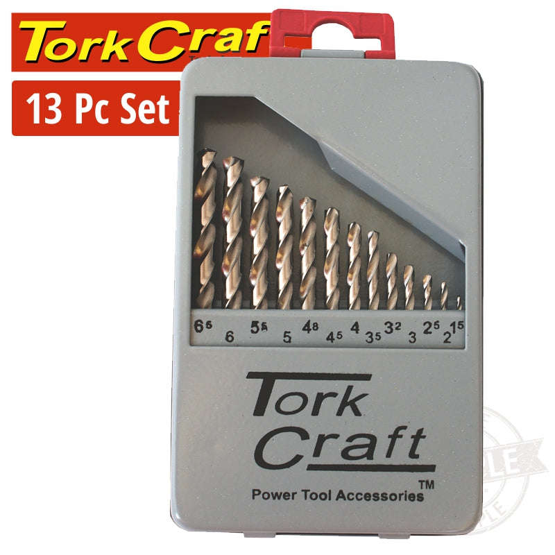 Tork Craft Drill Bit Set 13Pce Hss Ground Bright Finish - DEFAULT TITLE