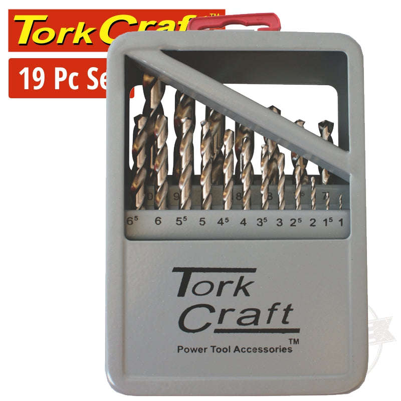 Tork Craft Drill Bit Set 19Pce Hss Ground Bright Finish - DEFAULT TITLE