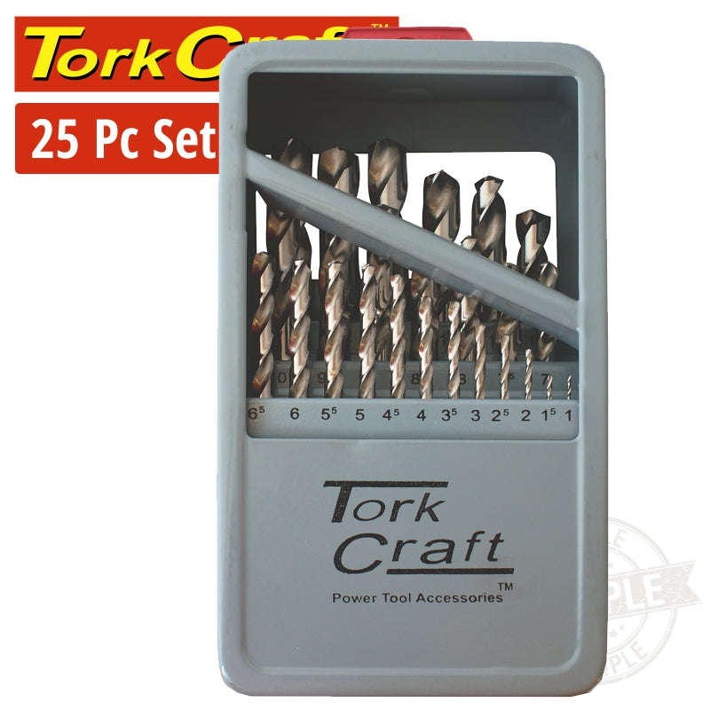 Tork Craft Drill Bit Set 25Pce Hss Ground Bright Finish - DEFAULT TITLE