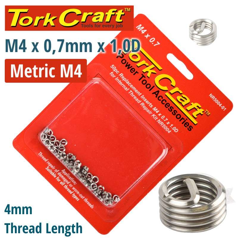 Tork Craft Thread Repair Kit M4 X 0.7 X1.0D Repl. Inserts For Nr5004 - DEFAULT TITLE