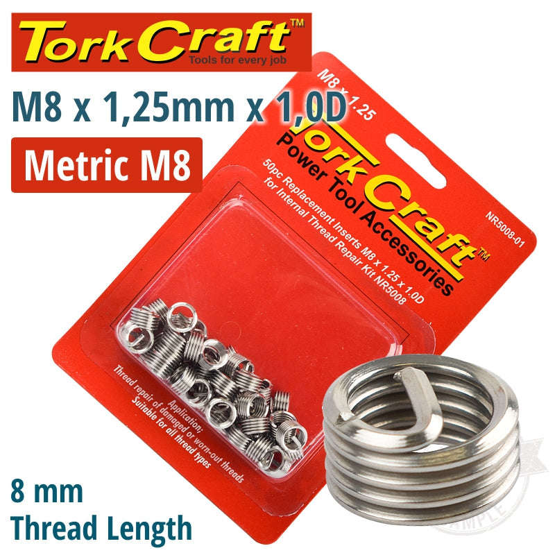 Tork Craft Thread Repair Kit M8 X 1.25 X 1.0D Repl. Inserts For Nr5008 - DEFAULT TITLE