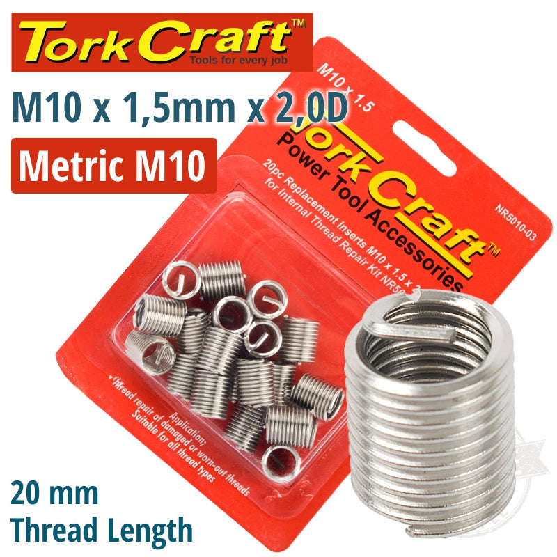 Tork Craft Thread Repair Kit M10 X 1.5 X 2.0D Repl. Inserts For Nr5010 - DEFAULT TITLE