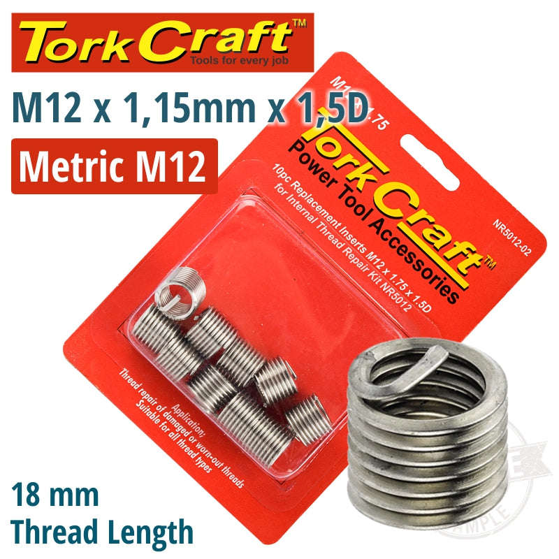 Tork Craft Thread Repair Kit M12 X 1.75 X 1.5D Repl. Inserts For Nr5012 - DEFAULT TITLE