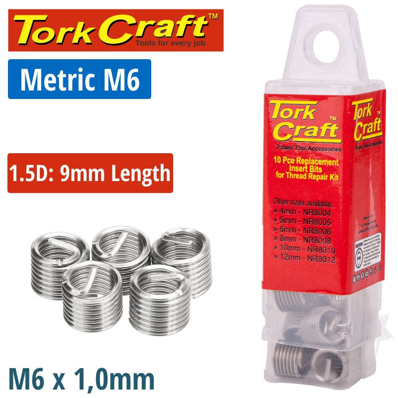 Tork Craft Thread Repair Kit M6 X 1.5D Replacement Inserts 10Pce - DEFAULT TITLE