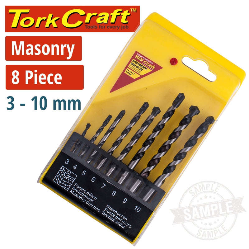 Tork Craft Masonry Drill Bit Set 8Pc 3-4-5-6-7-8-9-10Mm - DEFAULT TITLE