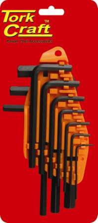 Tork Craft Hex Allen Key Set 10Pc 1.5-10Mm Carded Cr-V - DEFAULT TITLE
