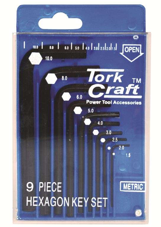 Tork Craft Hex Key Set 9Pc 1.5-10Mm Cr-V In Plastic Case - DEFAULT TITLE