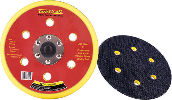 Tork Craft Da Sander Pad Hook And Loop 6 Holes 5 16 - 24Unf 150Mm 6' - DEFAULT TITLE