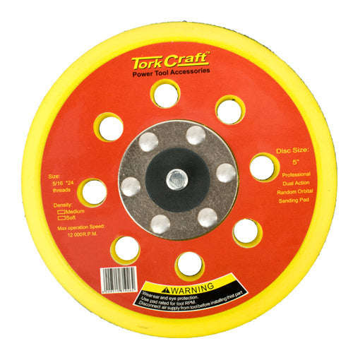 Tork Craft Da Sander Pad Hook And Loop 5 16 - 24Unf Med Soft 125Mm 5' - DEFAULT TITLE