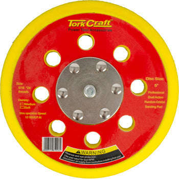 Tork Craft Da Sander Pad Hook And Loop 5 16 - 24Unf 8 Holes Med Soft 125Mm 5' - DEFAULT TITLE
