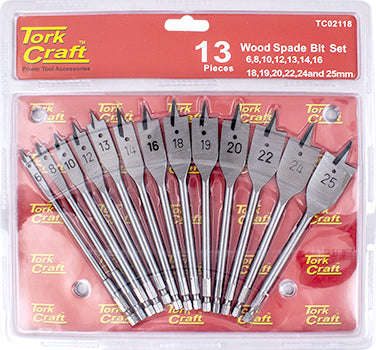 Tork Craft Spade Bit Set 13Pce Double Blister - DEFAULT TITLE
