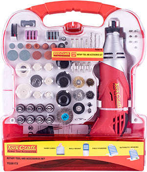 Tork Craft Mini Rotary Tool 170W And Accessory Kit 172 Pc In Plastic Case - DEFAULT TITLE