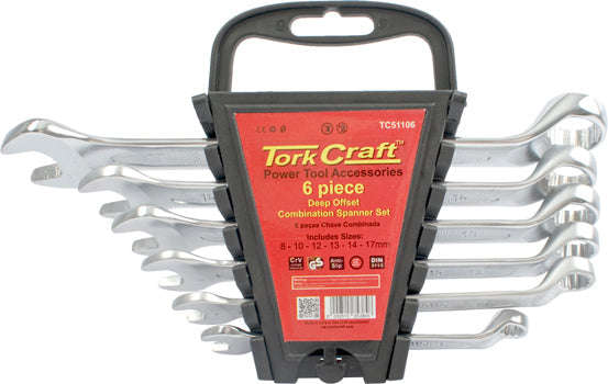 Tork Craft 6Pcs Deep Offset Combination Spanner Set 8-10-12-13-14-17Mm - DEFAULT TITLE