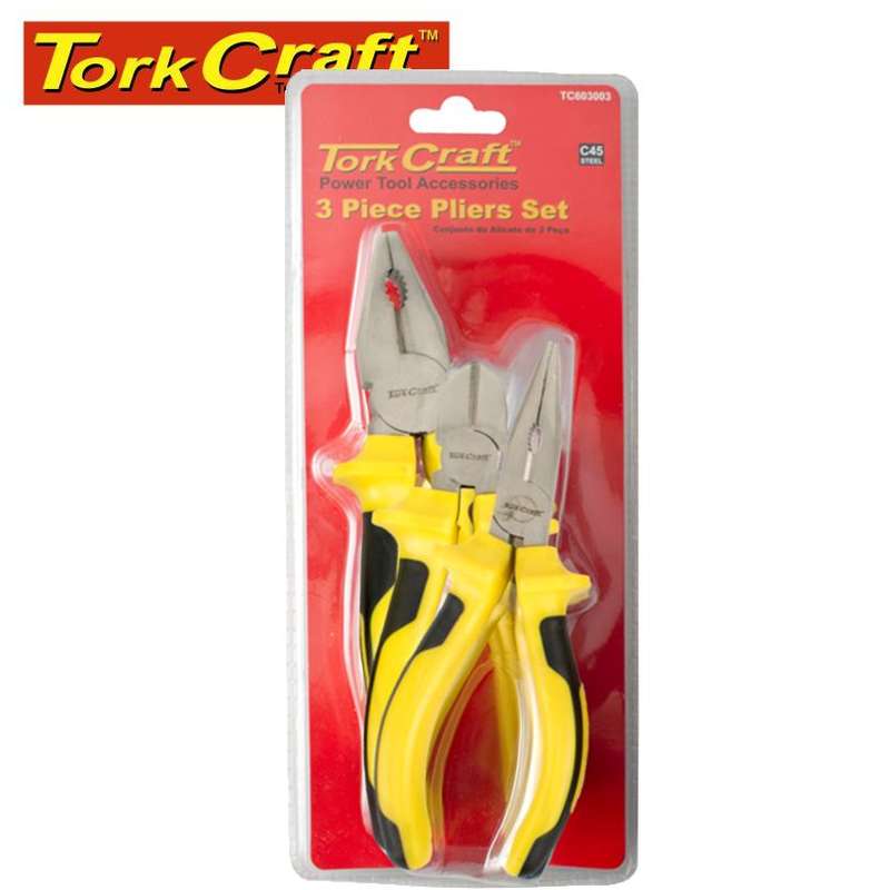 Tork Craft Plier 3Pc Kit Comb/Side/Long Nose Plier - DEFAULT TITLE