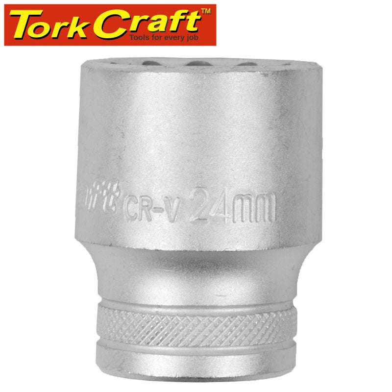 Tork Craft Socket 24Mm X 31.8Mm 1/2' Drive Crv 12 Point