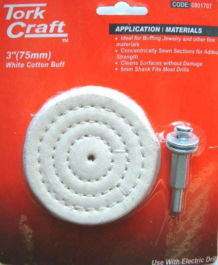 Tork Craft Cotton Buff 75Mm X 6Mm Shank - DEFAULT TITLE