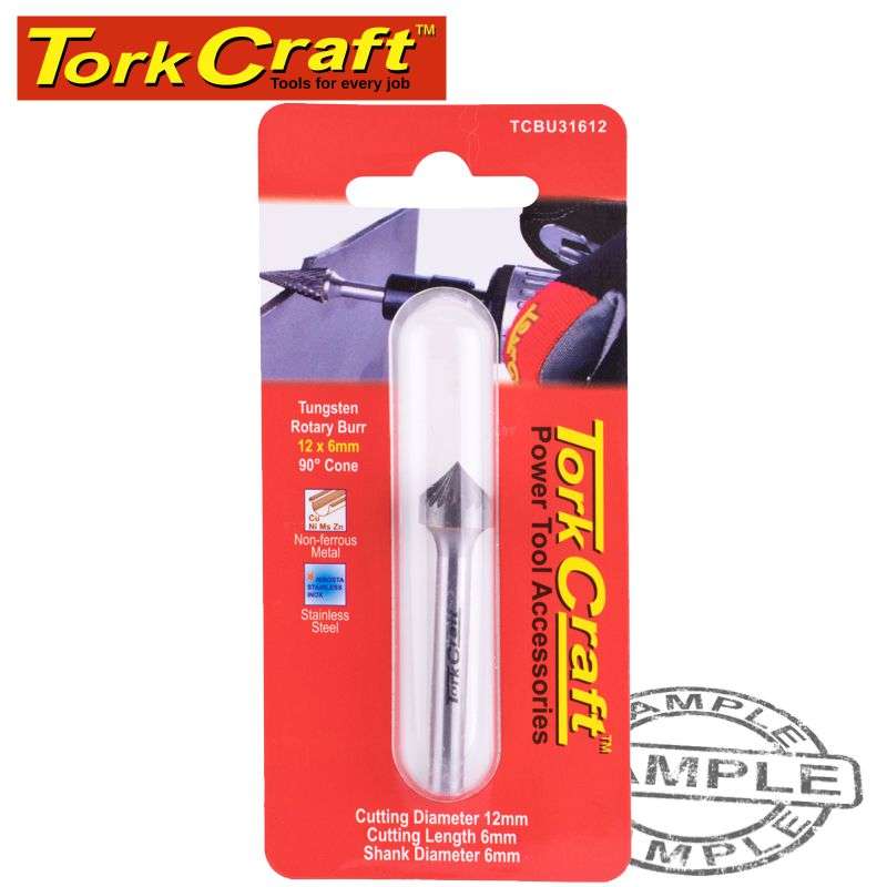 Tork Craft Rotary Burr Tungsten 12X6X6Mm 90 Degree Cone - DEFAULT TITLE