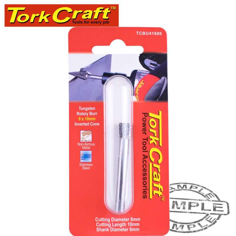 Tork Craft Rotary Burr Tungsten 8X10X6Mm Inverted Cone - DEFAULT TITLE