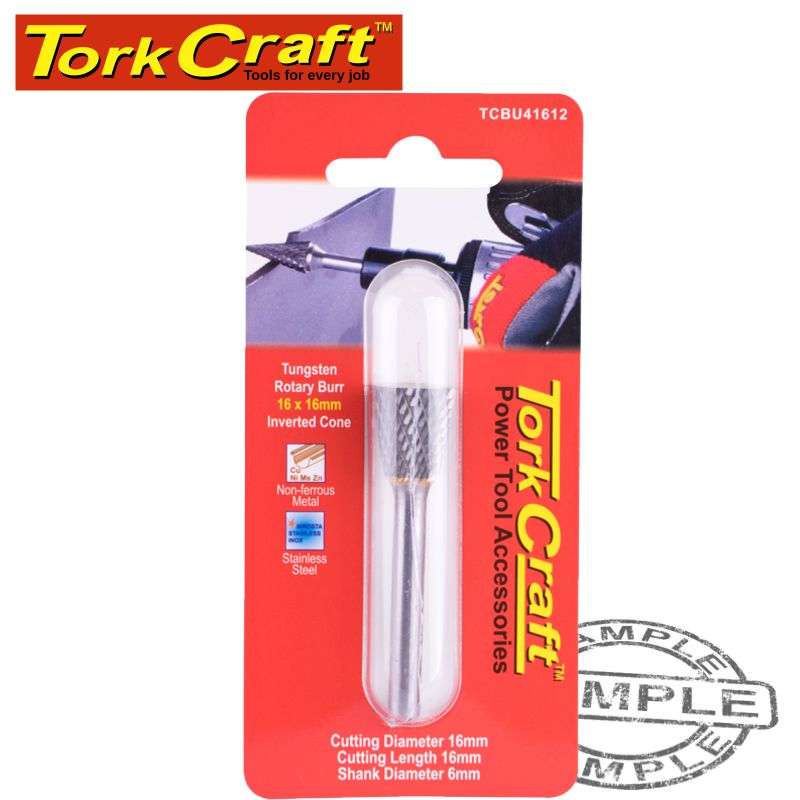 Tork Craft Rotary Burr Tungsten 16X6X16Mm Inverted Cone - DEFAULT TITLE