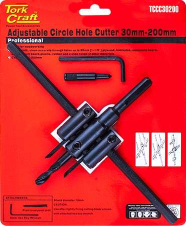 Tork Craft Circle Hole Cutter Adjustable 30-200Mm - DEFAULT TITLE