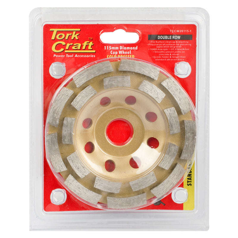 Tork Craft Dia. Cup Wheel 115 X 22.23Mm Dbl Row Cold Pressed -