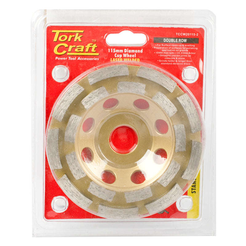Tork Craft Dia. Cup Wheel 115 X 22.23Mm Dbl Row Laser Welded - DEFAULT TITLE