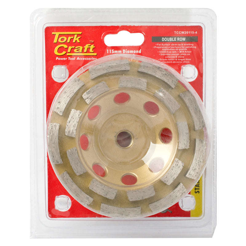 Tork Craft Dia. Cup Wheel 115Mm X M14 Dbl Row Laser Welded - DEFAULT TITLE