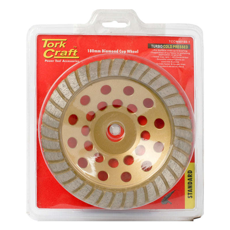 Tork Craft Dia. Cup Wheel 180 X 22.23Mm Turbo Cold Pressed -