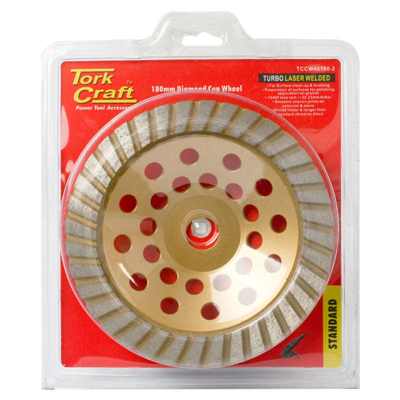 Tork Craft Dia. Cup Wheel 180 X 22.23Mm Turbo Laser Welded - DEFAULT TITLE