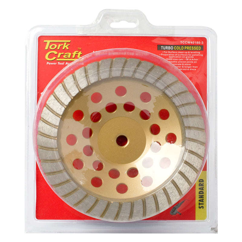 Tork Craft Dia. Cup Wheel 180Mm X M14 Turbo Cold Pressed - DEFAULT TITLE