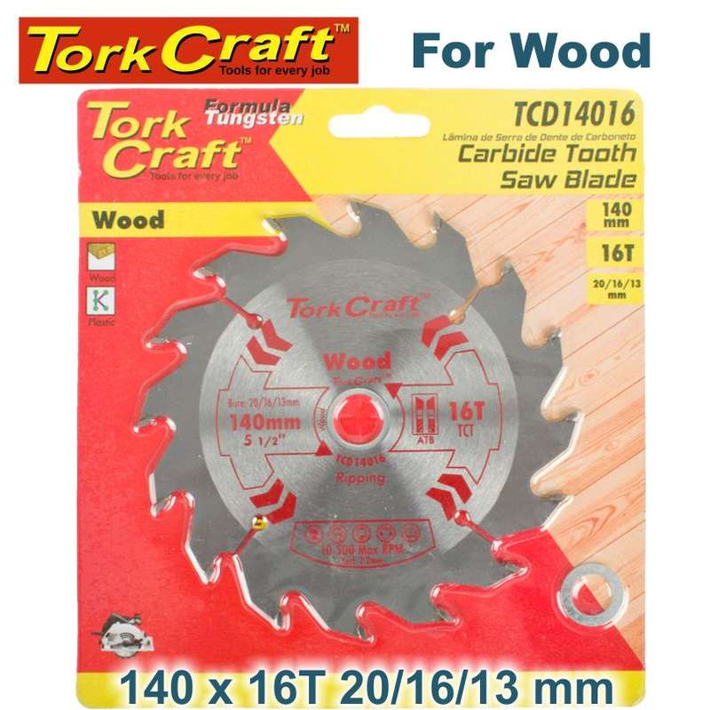 Tork Craft Blade Tct 140 X 16T 20/16/13 General Purpose Rip Wood -