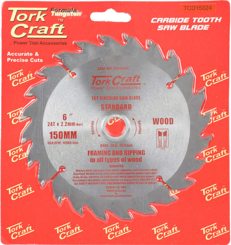Tork Craft Blade Tct 150 X 24T 20/16 General Purpose Rip Wood - DEFAULT TITLE