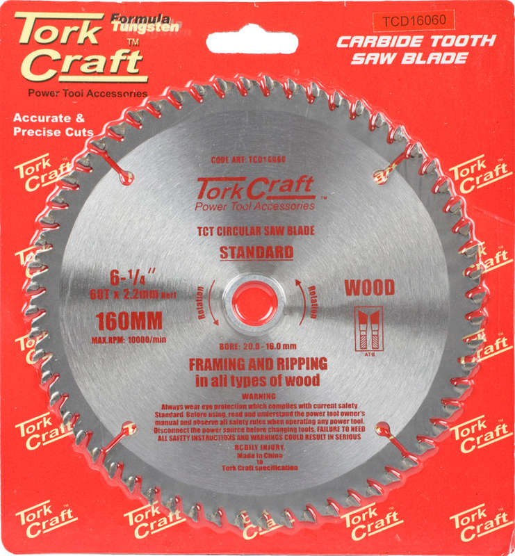 Tork Craft Blade Tct 160 X 60T 20/16 General Purpose Cross Cut - DEFAULT TITLE