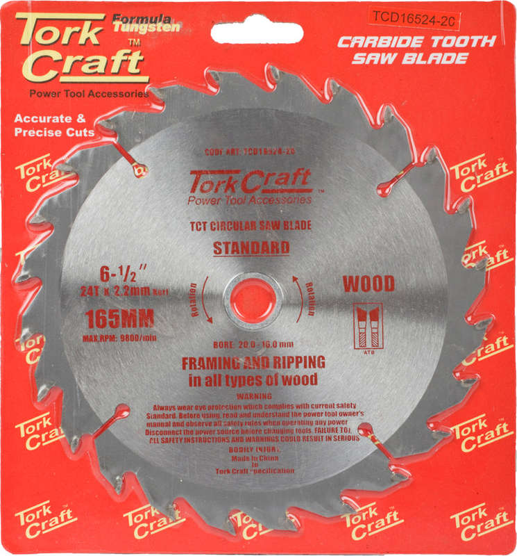 Tork Craft Blade Tct 165 X 24T 20/16 General Purpose Rip - DEFAULT TITLE