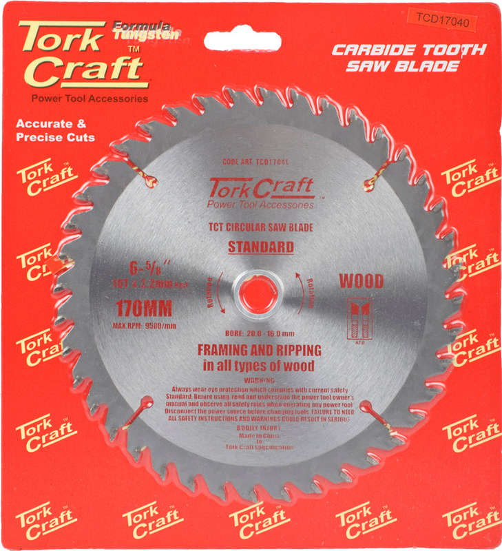 Tork Craft Blade Tct 170 X 40T 20-16Mm General Purpose Combination - DEFAULT TITLE