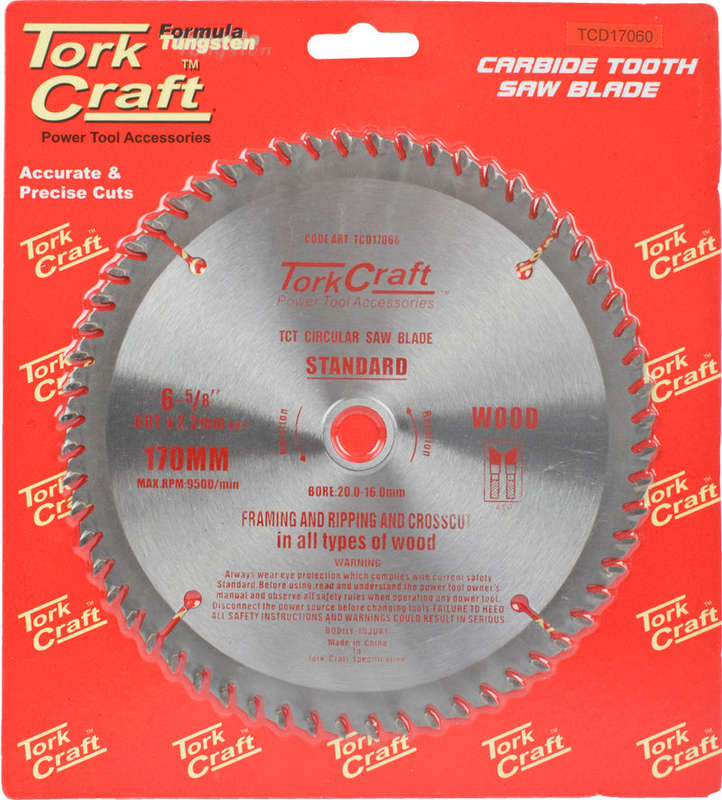 Tork Craft Blade Tct 170 X 60T 20/16 General Purpose Cross Cut - DEFAULT TITLE