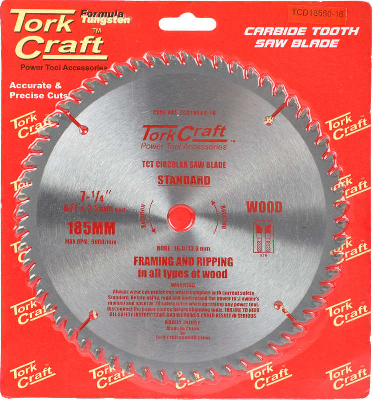 Tork Craft Blade Tct 185 X 60T 16Mm General Purpose Cross Cut - DEFAULT TITLE