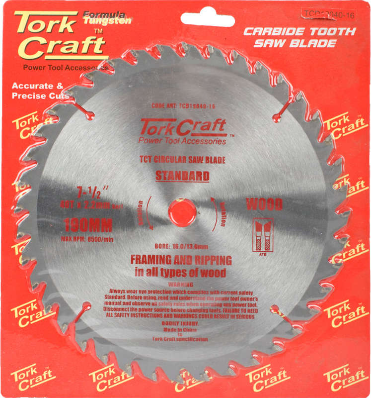 Tork Craft Blade 190 X 40T 16Mm General Purpose Combination - DEFAULT TITLE