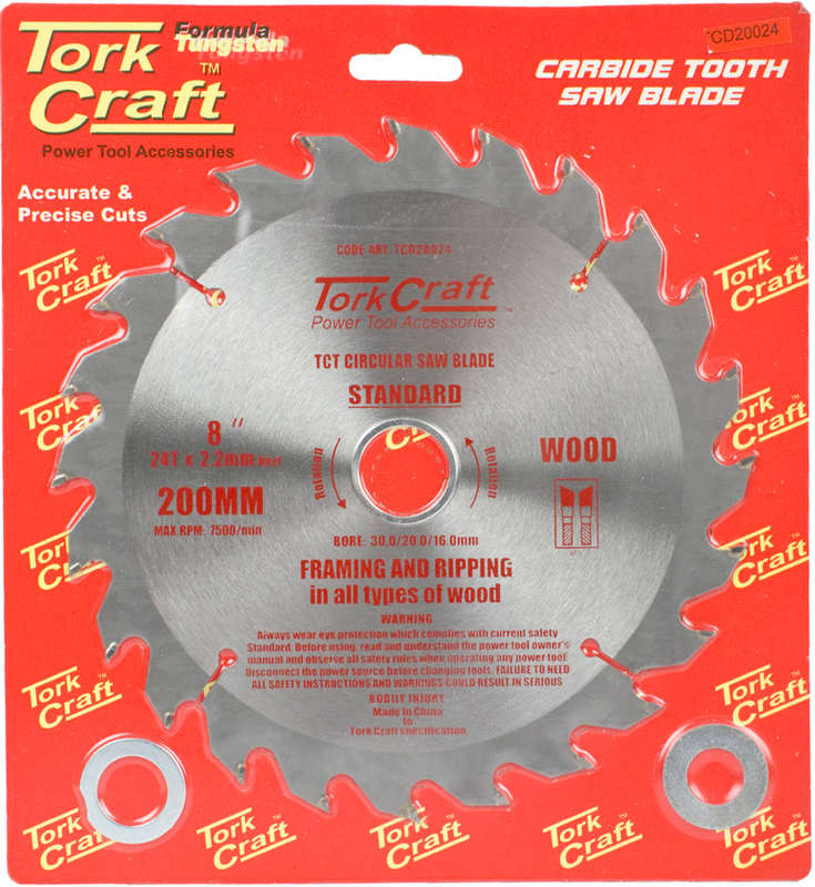 Tork Craft Blade Tct 200 X 24T 30/20/16 General Purpose Rip - DEFAULT TITLE